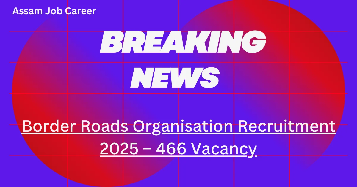 Border Roads Organisation Recruitment 2025 – 466 Vacancy 1 Border Roads Organisation