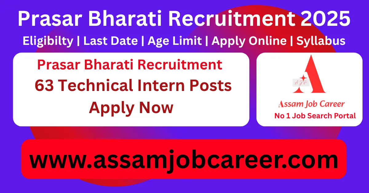Prasar Bharati Recruitment 2025 – 63 Vacancy @ North East Zone 1 Prasar Bharati Recruitment